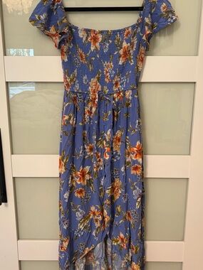 Xhilaration Lavender Blue Floral High-Low Midi Dress